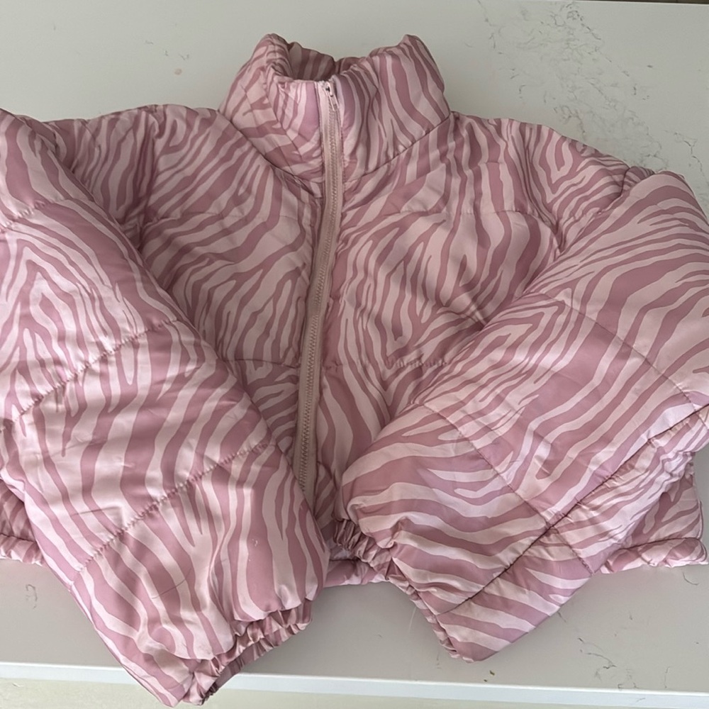 SHEIN cropped pink zebra jacket size extra large